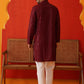 Men's Embroidered & Sequence Kurta Set ( JOKP P 5136Maroon )