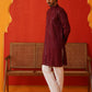 Men's Embroidered & Sequence Kurta Set ( JOKP P 5136Maroon )