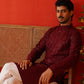 Men's Embroidered & Sequence Kurta Set ( JOKP P 5136Maroon )