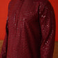 Men's Embroidered & Sequence Kurta Set ( JOKP P 5136Maroon )