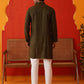 Men's Embroidered & Sequence Kurta Set ( JOKP P 5136Olive )