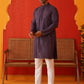 Men's Embroidered & Sequence Kurta Set ( JOKP P 5136Purple )