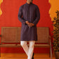 Men's Embroidered & Sequence Kurta Set ( JOKP P 5136Purple )