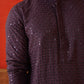 Men's Embroidered & Sequence Kurta Set ( JOKP P 5136Purple )
