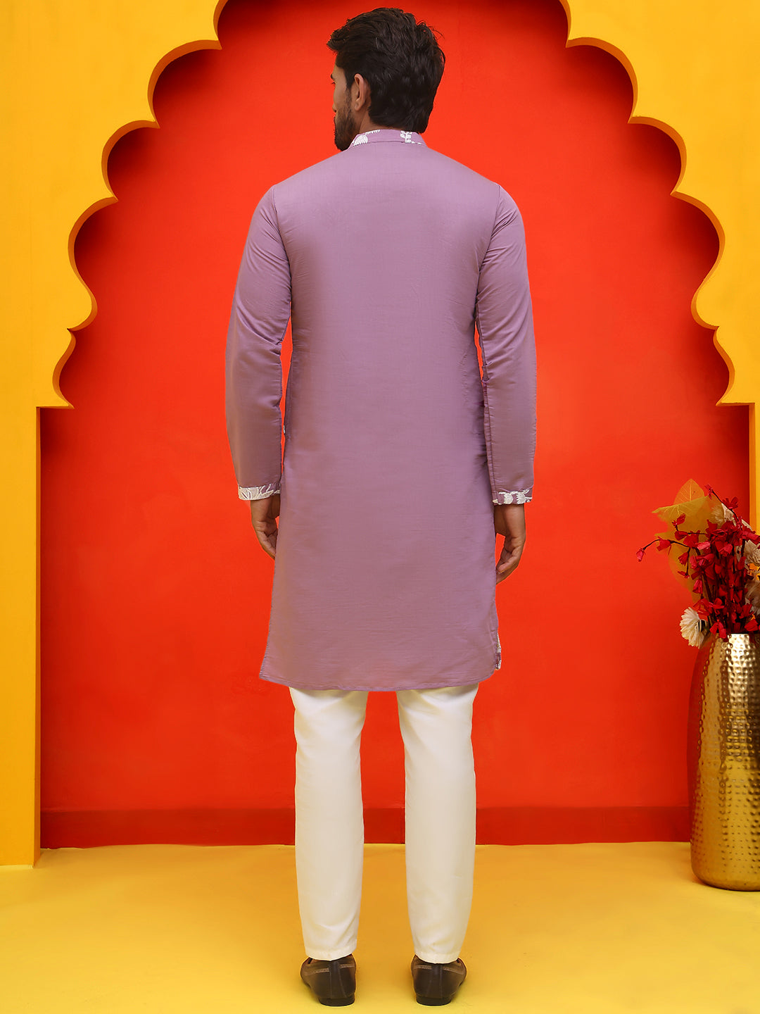 Embroidered Straight Kurta Pyjama Set ( JOKP P 5137 Magenta )