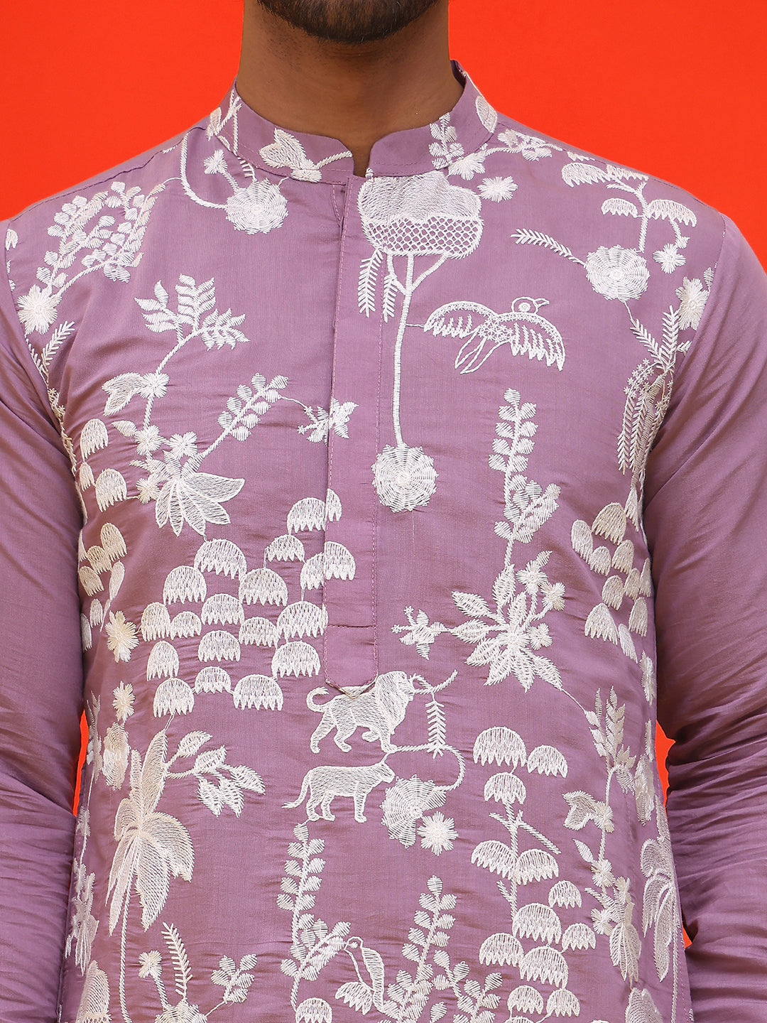 Embroidered Straight Kurta Pyjama Set ( JOKP P 5137 Magenta )