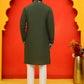 Embroidered Straight Kurta Pyjama Set ( JOKP P 5137 Olive )