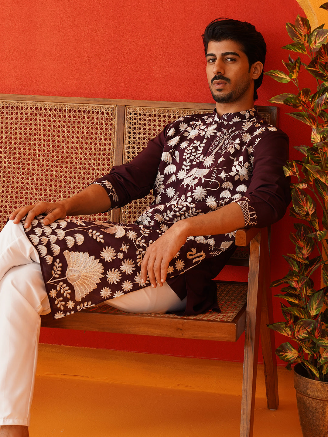 Embroidered Straight Kurta Pyjama Set ( JOKP P 5137Purple )