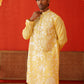 Embroidered Straight Kurta Pyjama Set ( JOKP P 5137Yellow )
