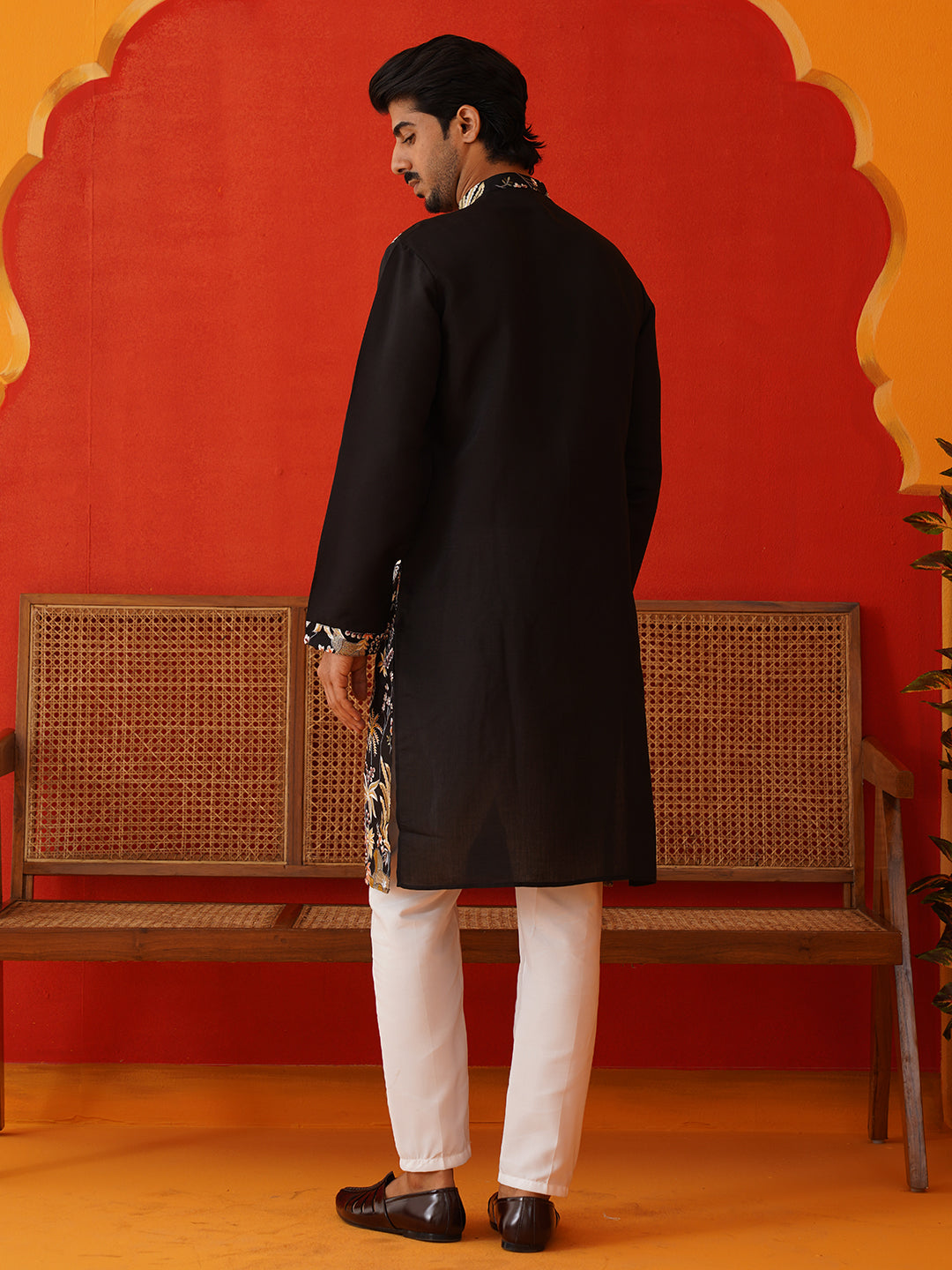 Floral Embroidered and Sequins Kurta Set ( JOKP P 5138Black )