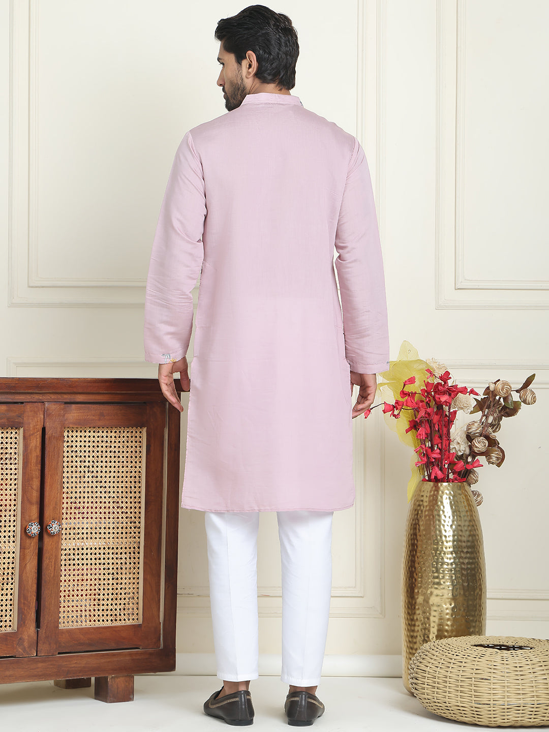 Floral Embroidered and Sequins Kurta Set ( JOKP P 5140 Purple )