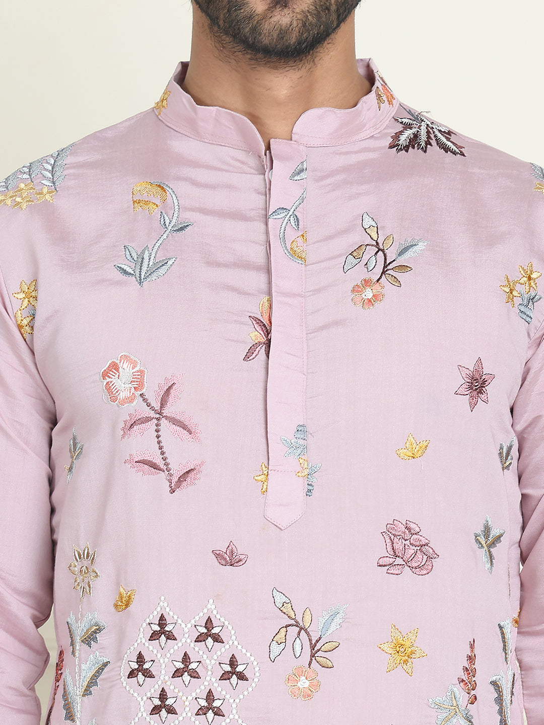 Floral Embroidered and Sequins Kurta Set ( JOKP P 5140 Purple )