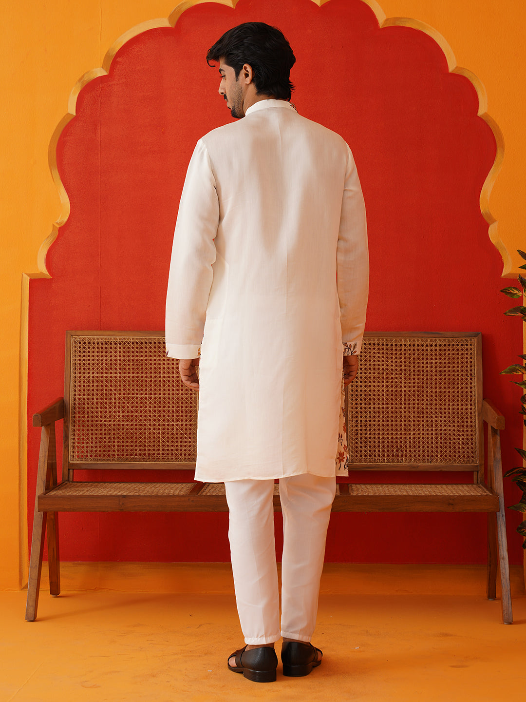 Floral Embroidered and Sequins Kurta Set ( JOKP P 5140White )