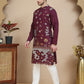 Floral Embroidered and Sequins Kurta Set ( JOKP P 5140 Wine )