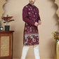 Floral Embroidered and Sequins Kurta Set ( JOKP P 5140 Wine )