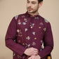 Floral Embroidered and Sequins Kurta Set ( JOKP P 5140 Wine )