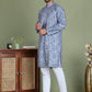 Embroidered and Printed Cotton Blend Kurta Pyjama ( JOKP 5141Blue )