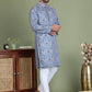 Embroidered and Printed Cotton Blend Kurta Pyjama ( JOKP 5141Blue )