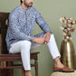 Embroidered and Printed Cotton Blend Kurta Pyjama ( JOKP 5141Blue )