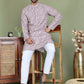Embroidered and Printed Cotton Blend Kurta Pyjama ( JOKP 5141Brown )