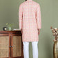 Embroidered and Printed Cotton Blend Kurta Pyjama ( JOKP 5141Peach )