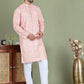 Embroidered and Printed Cotton Blend Kurta Pyjama ( JOKP 5141Peach )