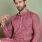 Embroidered and Printed Cotton Blend Kurta Pyjama ( JOKP 5142Maroon )