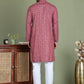 Embroidered and Printed Cotton Blend Kurta Pyjama ( JOKP 5142Maroon )