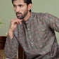 Embroidered and Printed Cotton Blend Kurta Pyjama ( JOKP 5142Olive )
