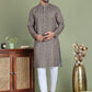 Embroidered and Printed Cotton Blend Kurta Pyjama ( JOKP 5142Olive )