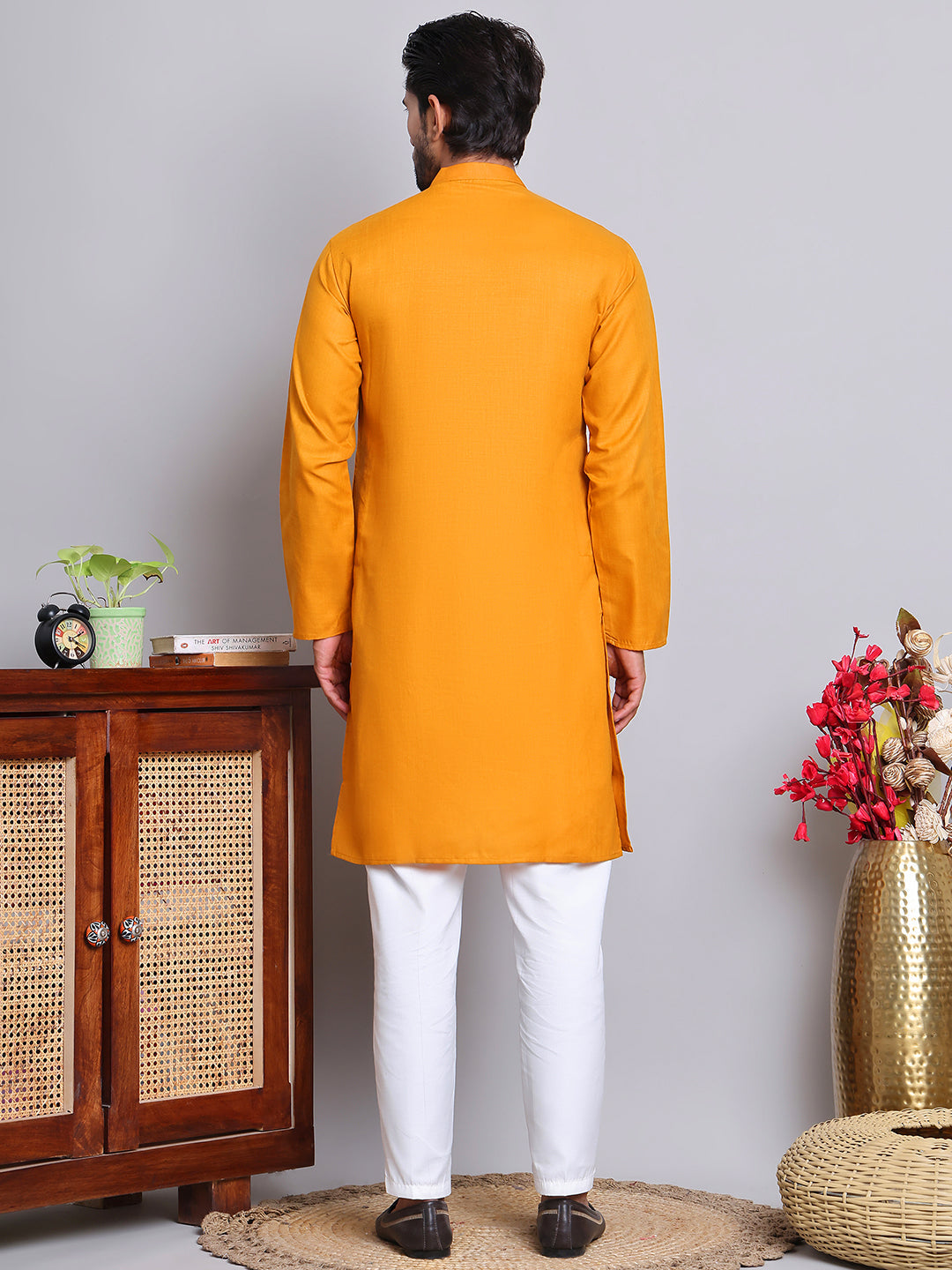 Solid Cotton Kurta Set for Men ( JOKP 5144Mustard )