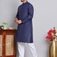 Solid Cotton Kurta Set for Men ( JOKP 5144Navy )