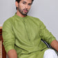 Solid Cotton Kurta Set for Men ( JOKP 5144Olive )