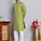 Solid Cotton Kurta Set for Men ( JOKP 5144Olive )