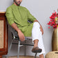 Solid Cotton Kurta Set for Men ( JOKP 5144Olive )