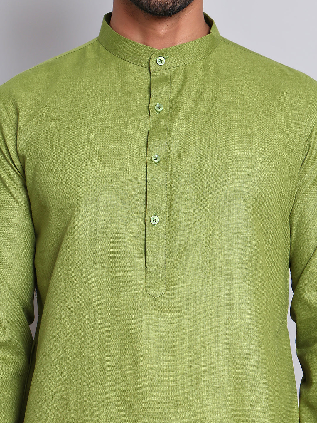 Solid Cotton Kurta Set for Men ( JOKP 5144Olive )