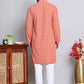 Men's Embroidered and Sequence Kurta Pyjama Sets ( JOKP 5145Peach )