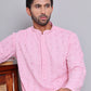 Men's Embroidered and Sequence Kurta Pyjama Sets ( JOKP 5145Pink )