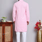 Men's Embroidered and Sequence Kurta Pyjama Sets ( JOKP 5145Pink )