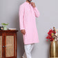 Men's Embroidered and Sequence Kurta Pyjama Sets ( JOKP 5145Pink )