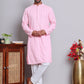 Men's Embroidered and Sequence Kurta Pyjama Sets ( JOKP 5145Pink )