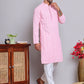 Men's Embroidered and Sequence Kurta Pyjama Sets ( JOKP 5145Pink )