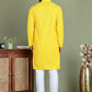 Men's Embroidered and Sequence Kurta Pyjama Sets ( JOKP 5145Yellow )