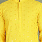 Men's Embroidered and Sequence Kurta Pyjama Sets ( JOKP 5145Yellow )