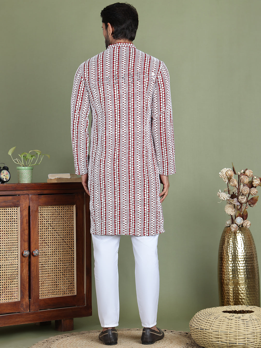 Embroidered and Mirror Work Kurta Pyjama Sets ( JOKP 5146Maroon )