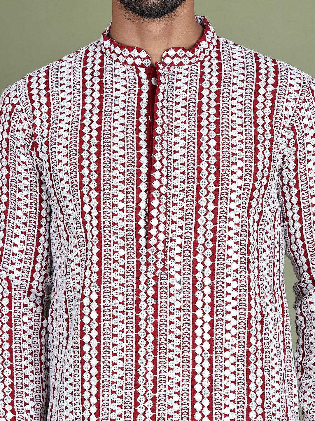 Embroidered and Mirror Work Kurta Pyjama Sets ( JOKP 5146Maroon )