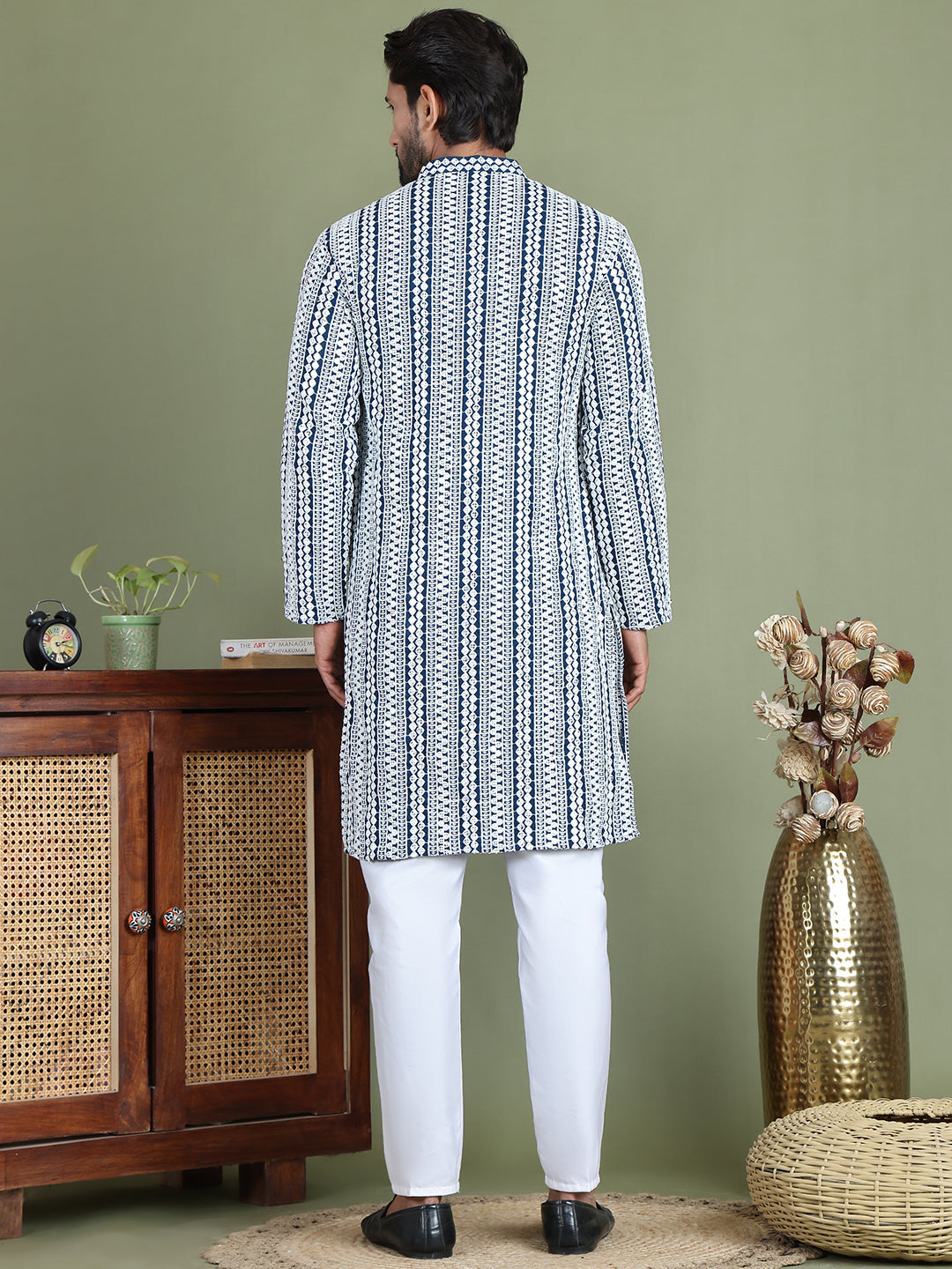 Embroidered and Mirror Work Kurta Pyjama Sets ( JOKP 5146Peacock )