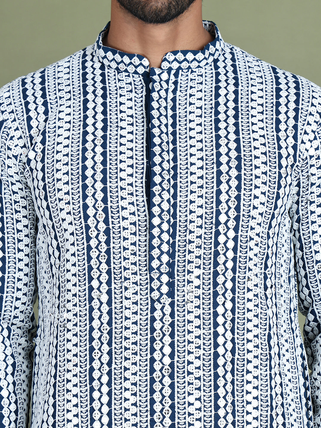 Embroidered and Mirror Work Kurta Pyjama Sets ( JOKP 5146Peacock )