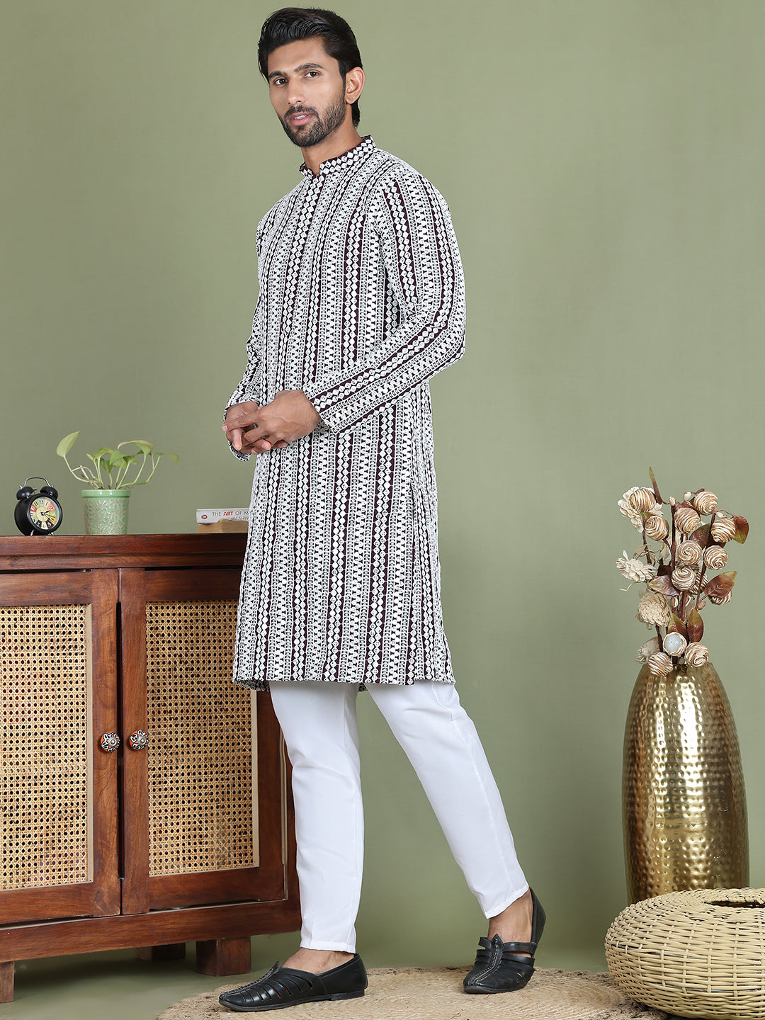 Embroidered and Mirror Work Kurta Pyjama Sets ( JOKP 5146Purple )