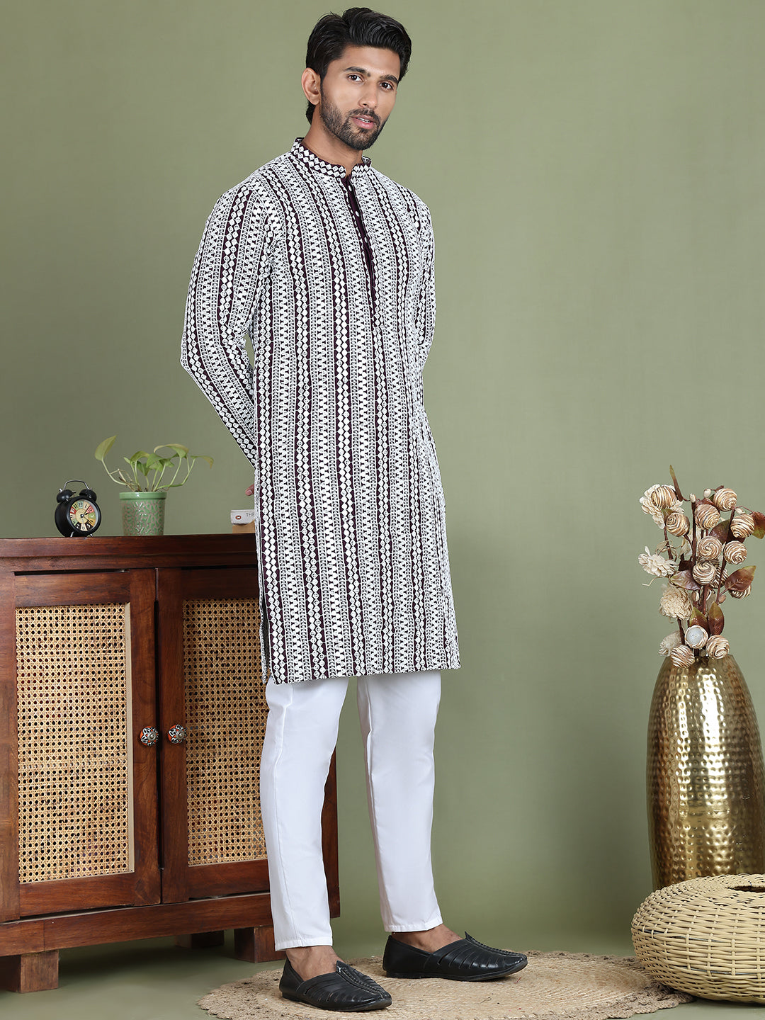 Embroidered and Mirror Work Kurta Pyjama Sets ( JOKP 5146Purple )